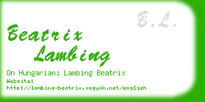 beatrix lambing business card